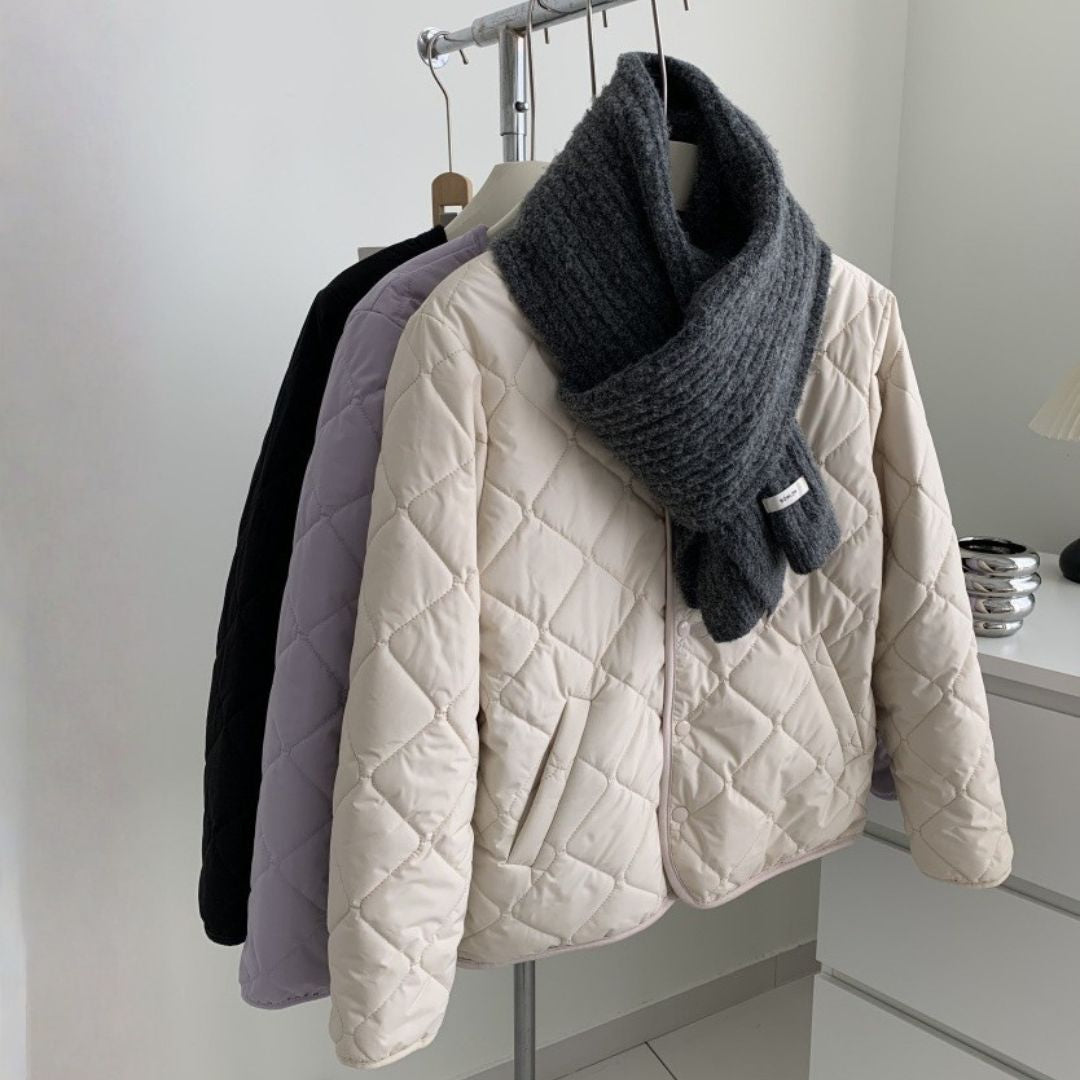 Reversible Diamond-Pattern Padded Jacket