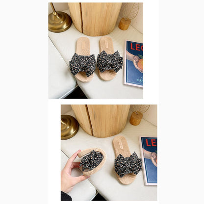 蝴蝶結平底室內拖鞋