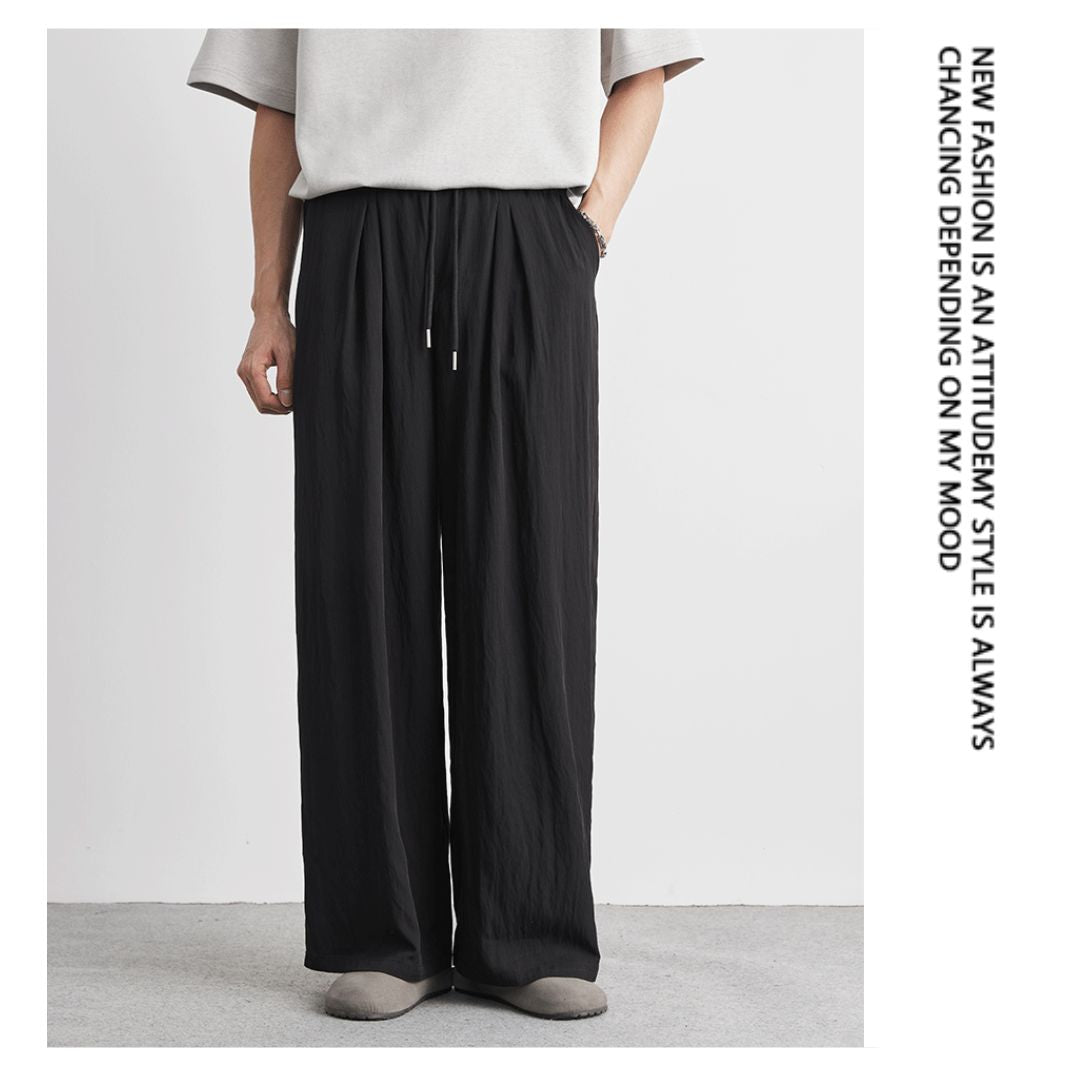 Draped Ice Silk Loose-Fit Casual Pants