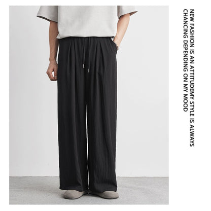 Draped Ice Silk Loose-Fit Casual Pants