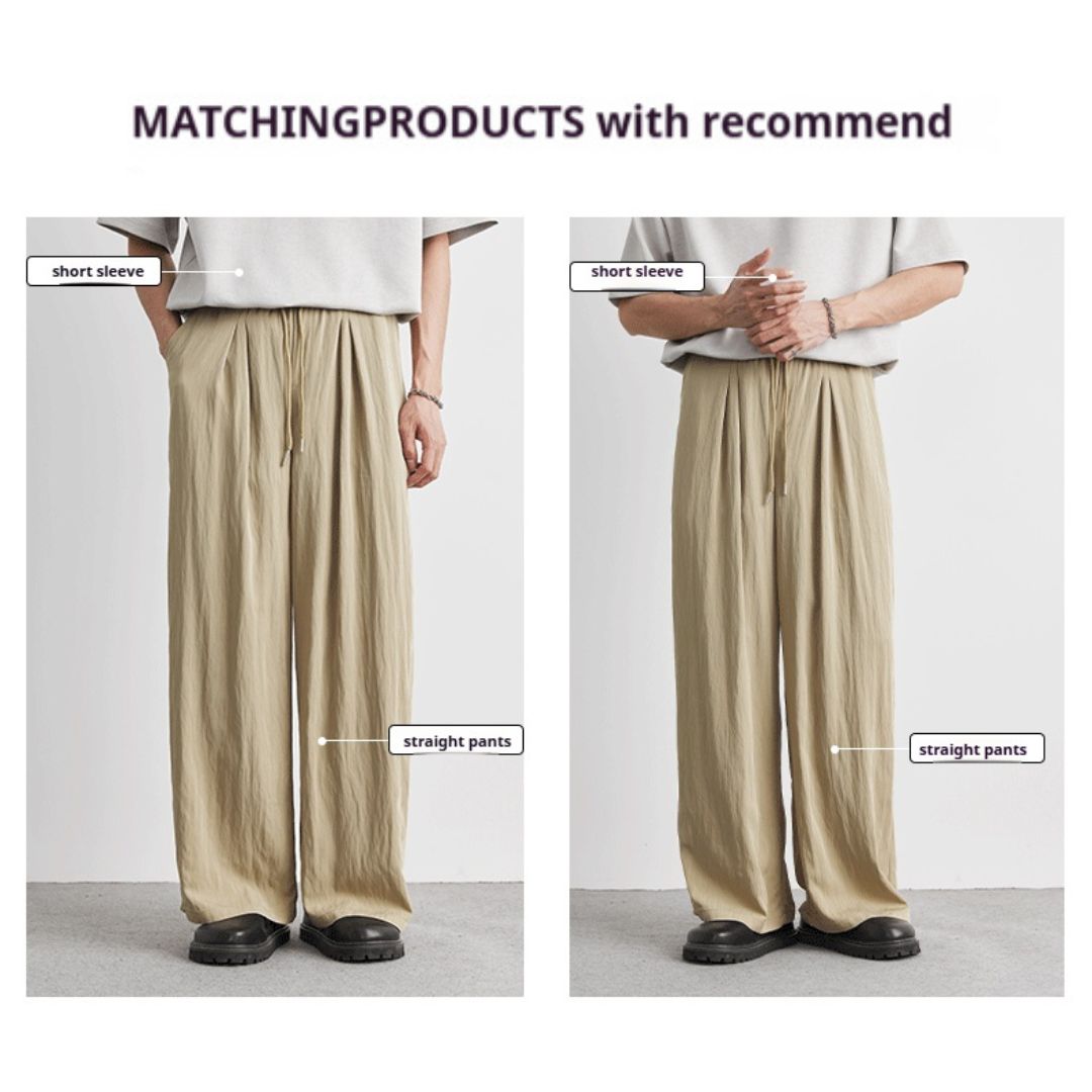 Draped Ice Silk Loose-Fit Casual Pants