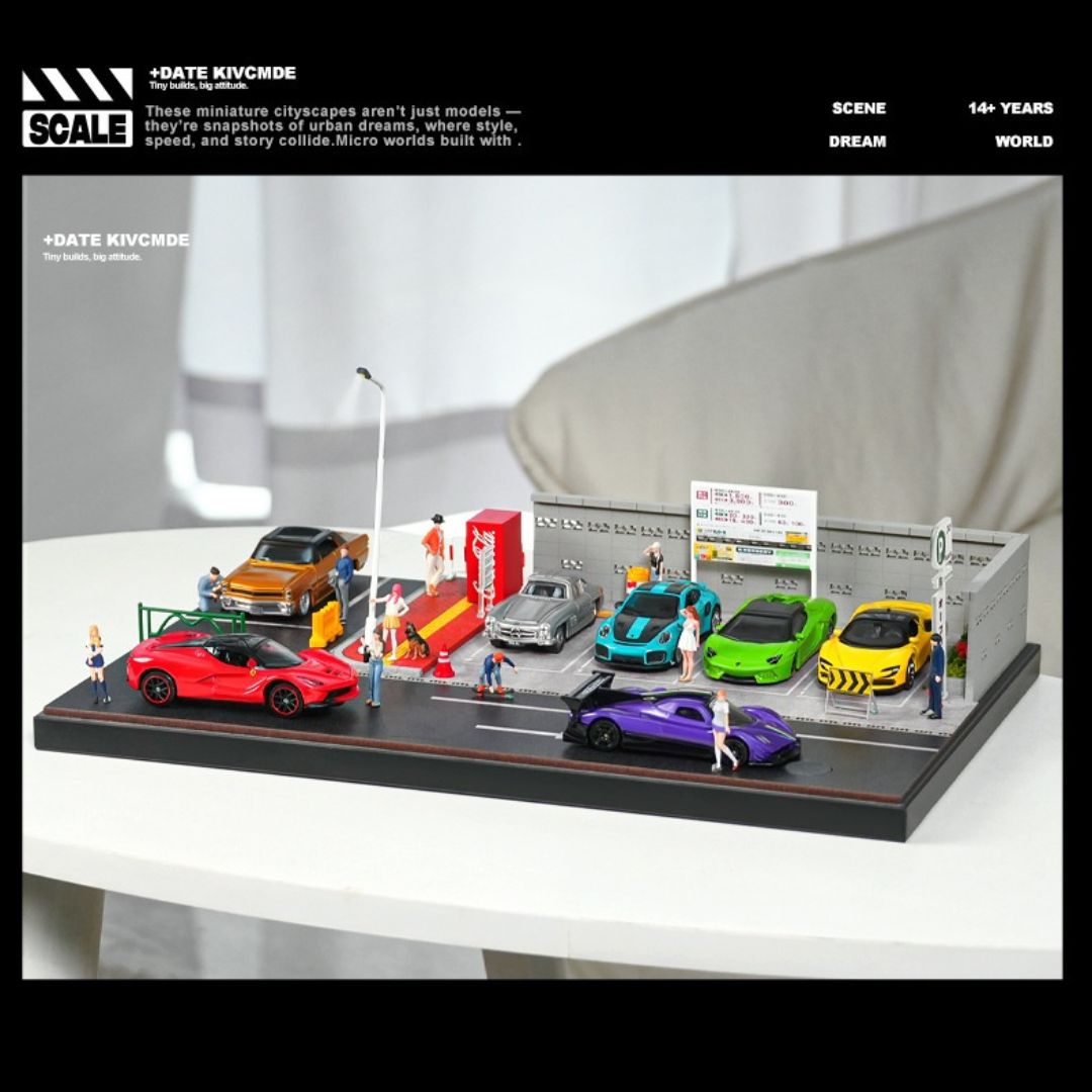 1:64日本の地上駐車場の照明シーン