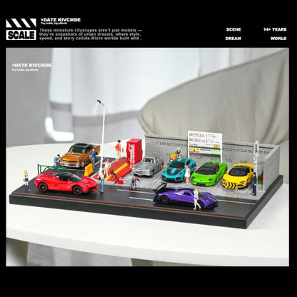 1:64日本の地上駐車場の照明シーン