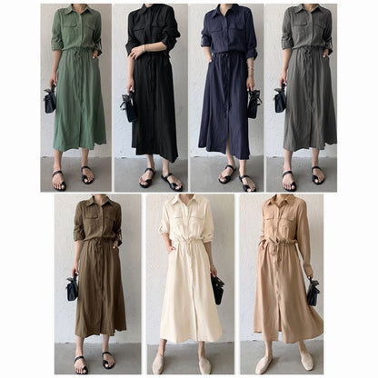 Minimalist Versatile Cinch Waist Maxi Dress