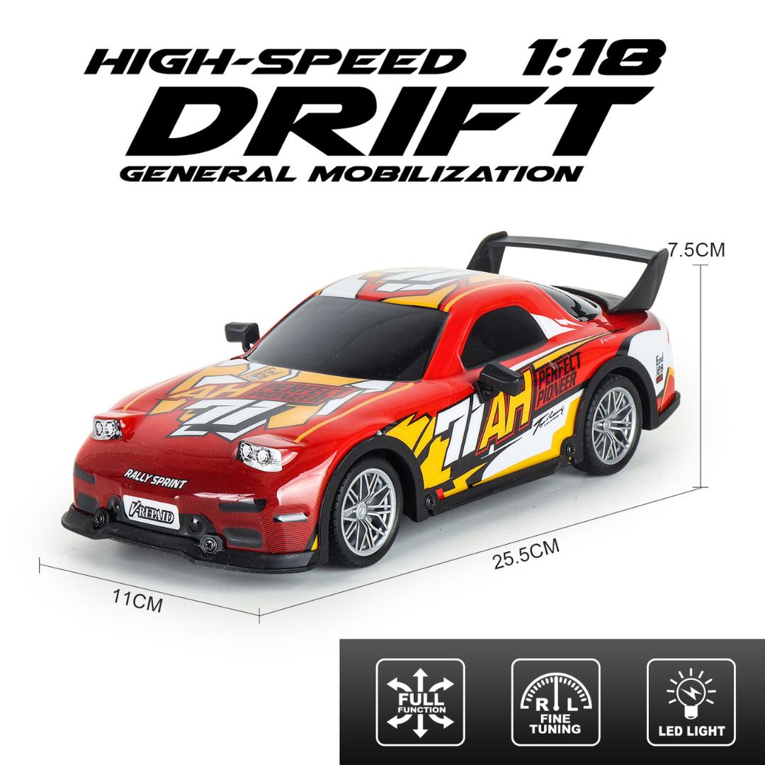 1:18 Scale 4WD High-Speed RC Drift Car with LED Lights