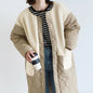Japanese-Style Cotton Blend Mid-Length Jacket with Paneling