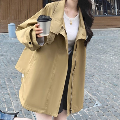 翻領防風斗篷風衣外套