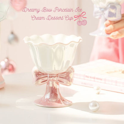 Dreamy Bow Porcelain Ice Cream Dessert Cup