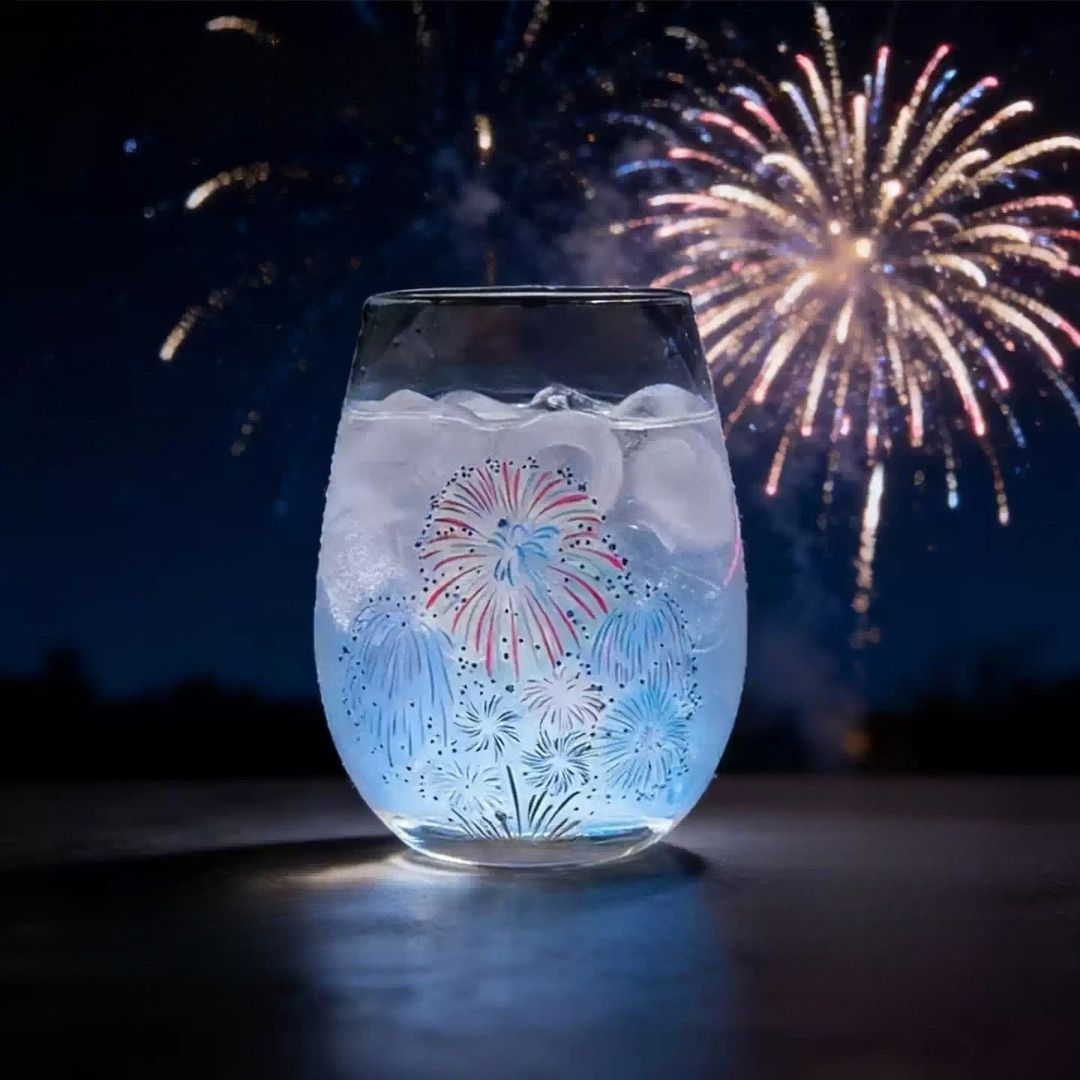 Japanese Cooling Fireworks Crystal Glass — Pair