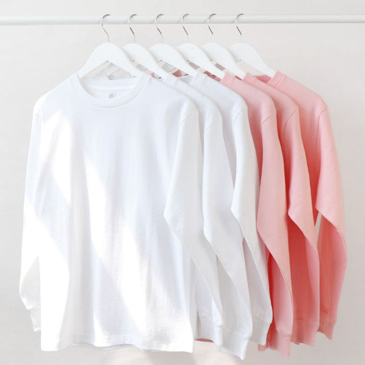 250g Plain Cotton Long-sleeved T-shirt (Min. 2 pcs)