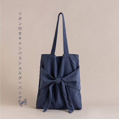 Bowknot Canvas Shoulder Bag