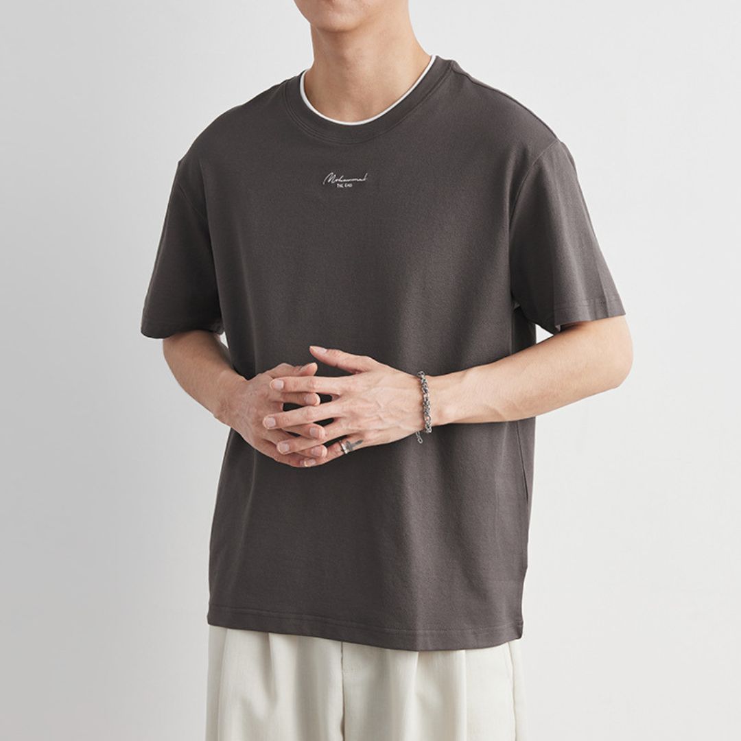 コントラストエッジレター刺繍Tシャツ