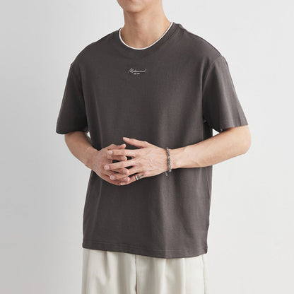 コントラストエッジレター刺繍Tシャツ