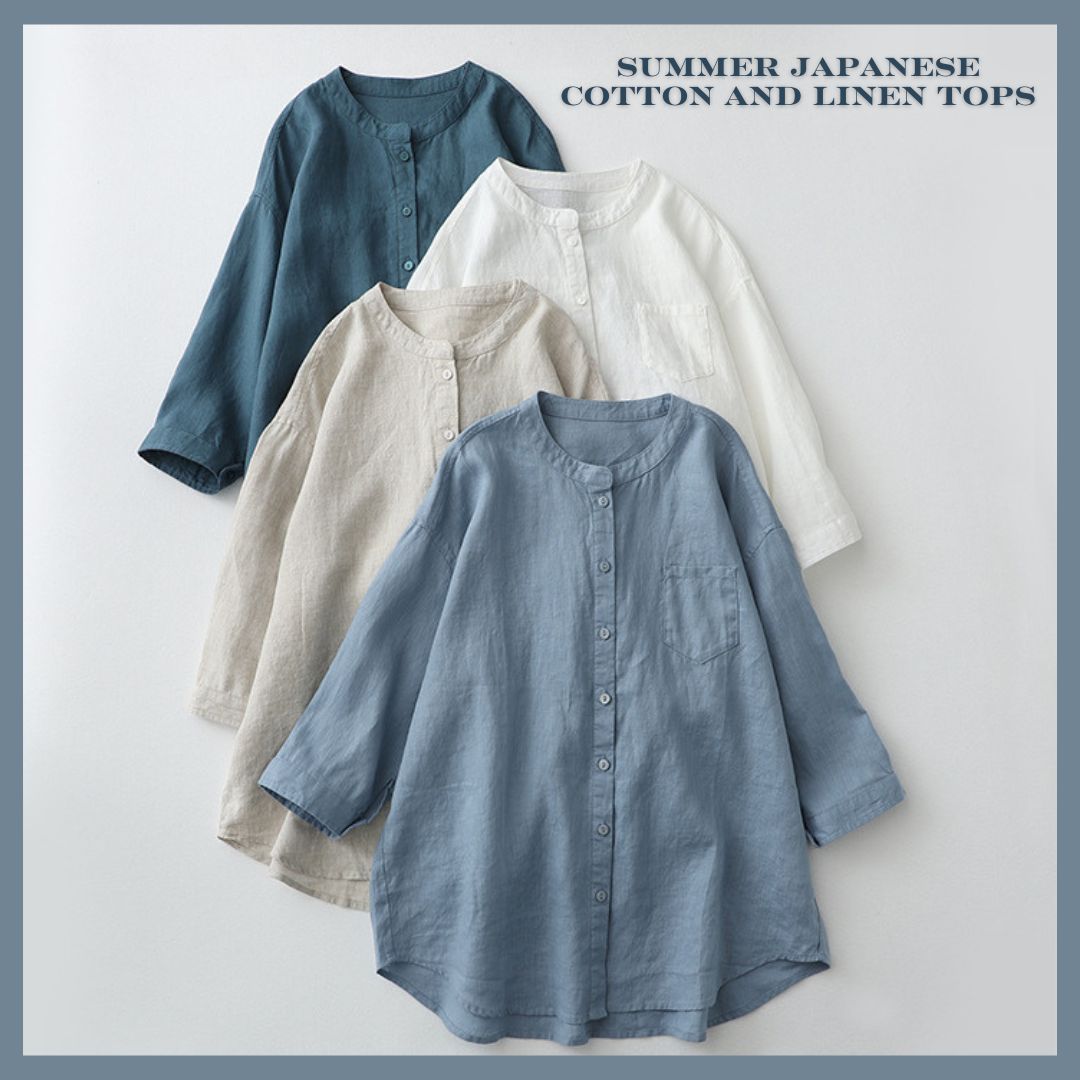 Summer Japanese Cotton and Linen Tops