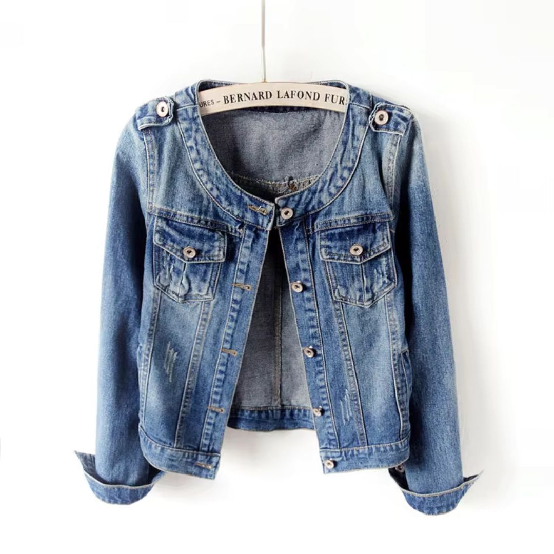 Round Neck Leisure Denim Jacket