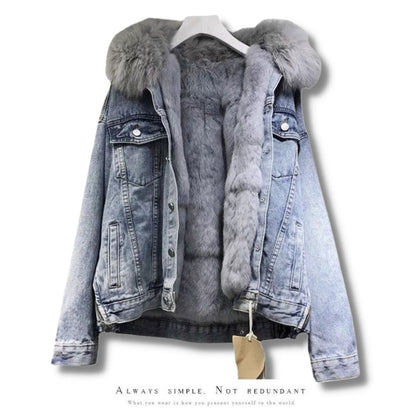 Japanese-Style Loose Fit Fleece-Lined Denim Jacket