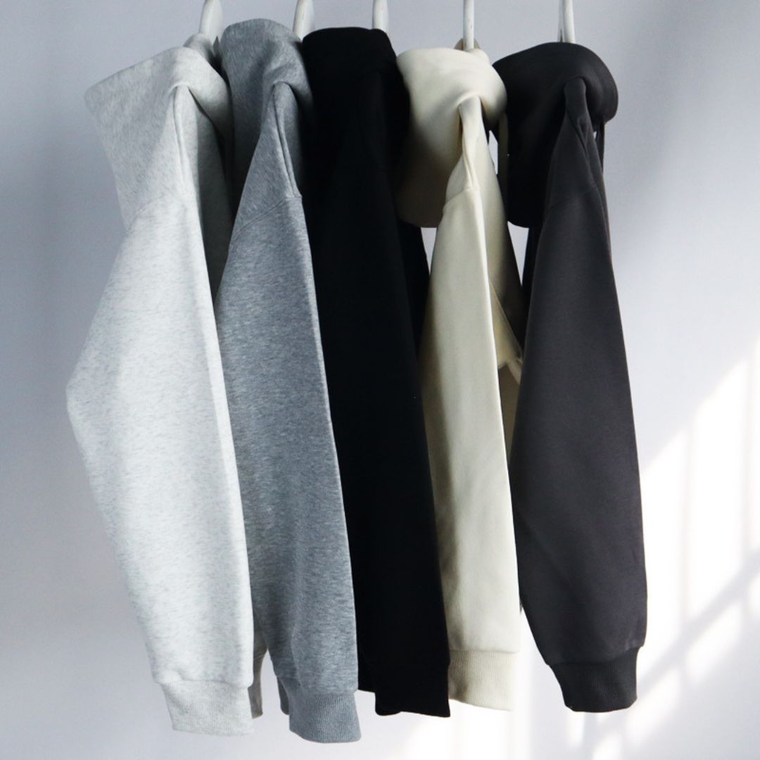 Solid Color Cotton Hooded Zip-Up Jacket