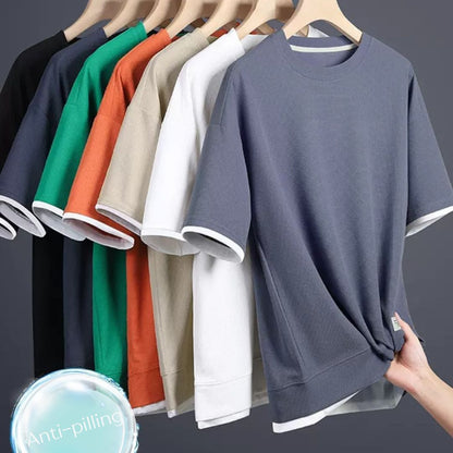 フェイクツーピースクルーネックTシャツ（最低2枚） 