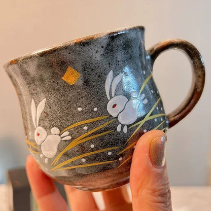 九谷燒陶瓷兔子茶杯