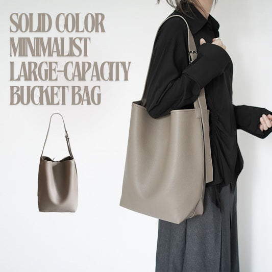 Solid Color Minimalist Large-Capacity Bucket Bag