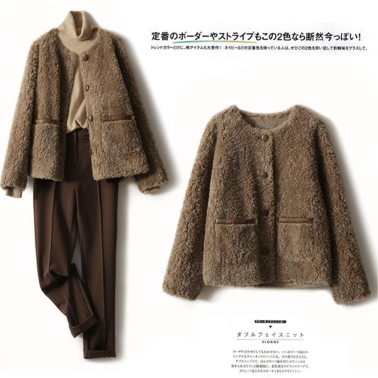 Japanese-Style Textured Fleece Jacket