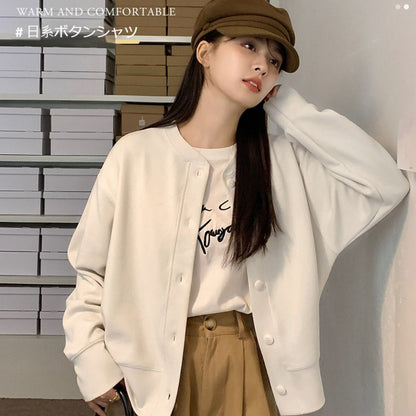 Japanese-Style Round-Neck Button Jacket
