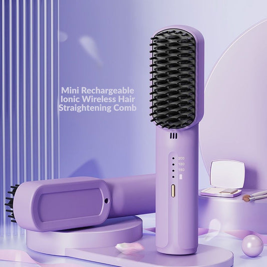 Mini Rechargeable Ionic Wireless Hair Straightening Comb