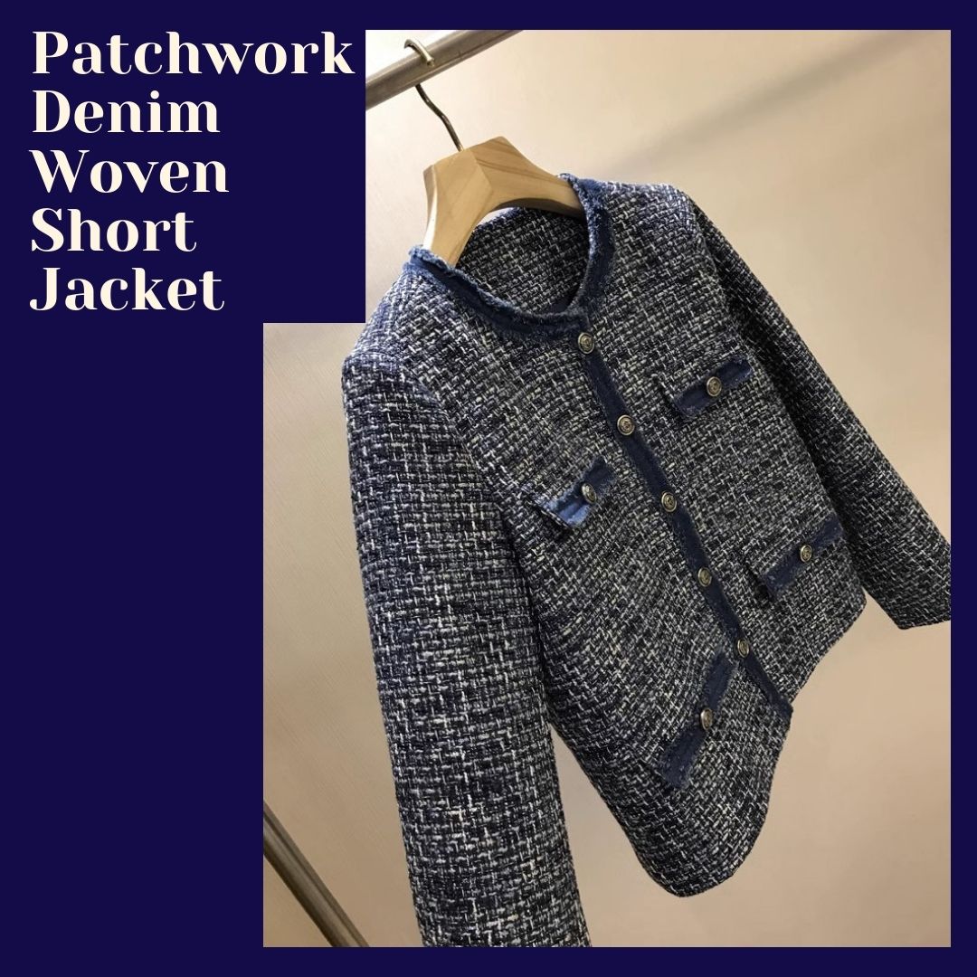 Patchwork Denim Woven Short Jacket