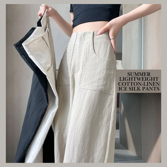 Summer Lightweight Cotton-Linen Ice Silk Pants