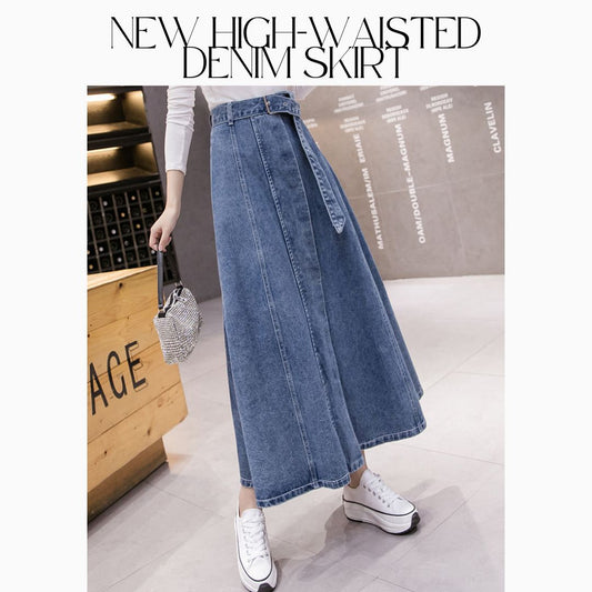 New High-Waisted Denim Skirt