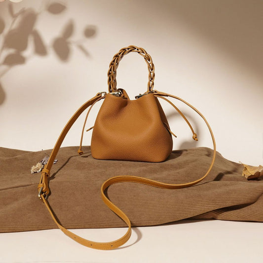 Genuine Leather Shoulder Bucket Bag