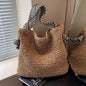 Navy Style Straw Shoulder Bag