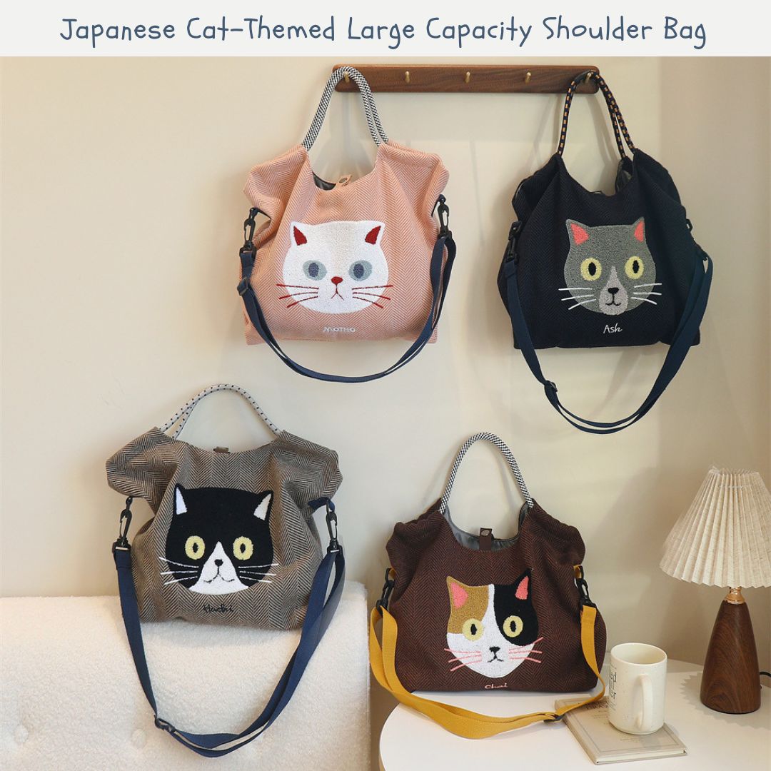 Japanese Cat-Themed Large Capacity Shoulder Bag