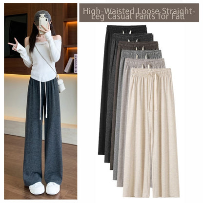 High-Waisted Loose Straight-Leg Casual Pants for Fall