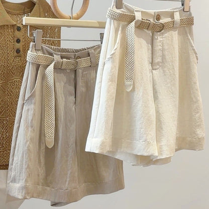 Cotton Linen Wide Leg A Line Shorts
