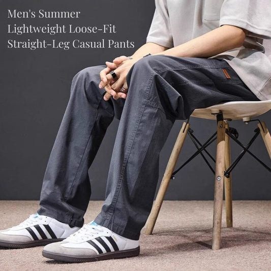 Men's Summer Lightweight Loose-Fit Straight-Leg Casual Pants