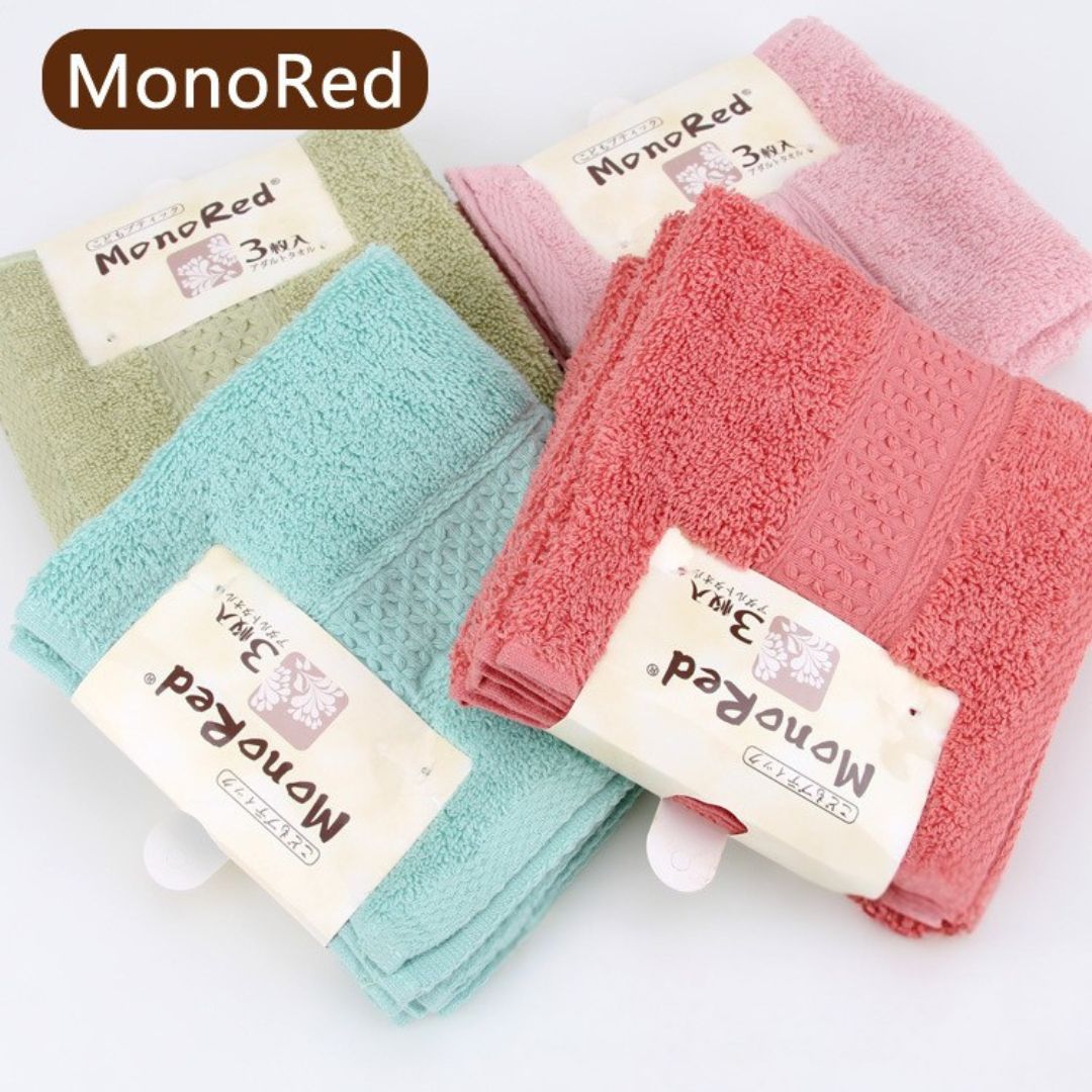 MonoRed Pure Cotton Facial Towels (3-Pack)