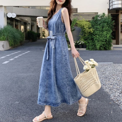 中古牛仔無袖背心連身裙