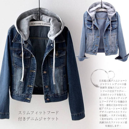 Slim Fit Hooded Denim Jacket