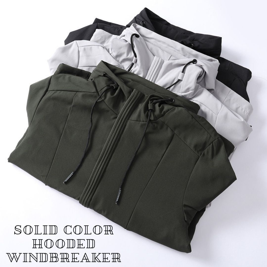 Solid Color Hooded Windbreaker