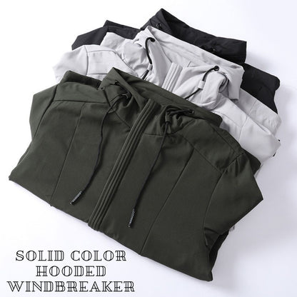 Solid Color Hooded Windbreaker