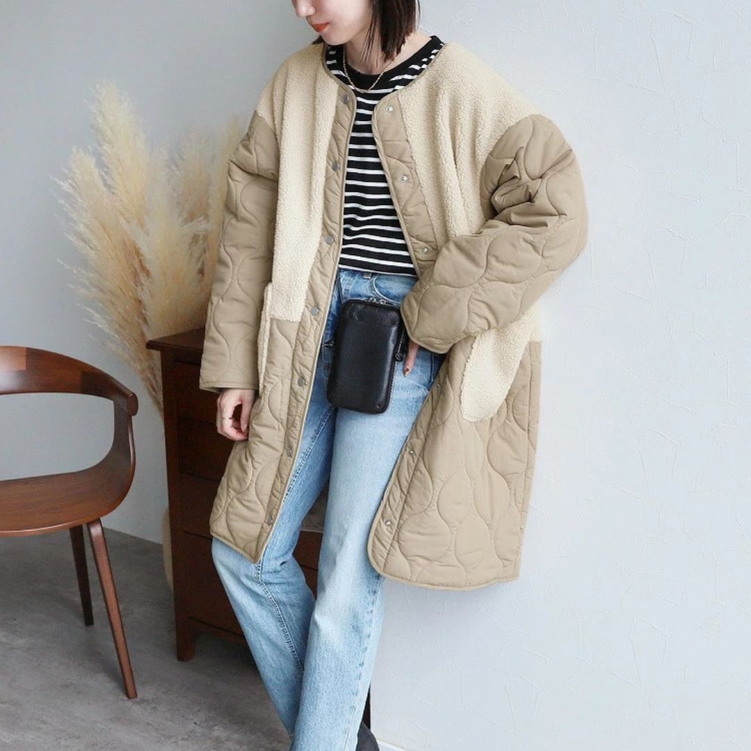 Japanese-Style Cotton Blend Mid-Length Jacket with Paneling