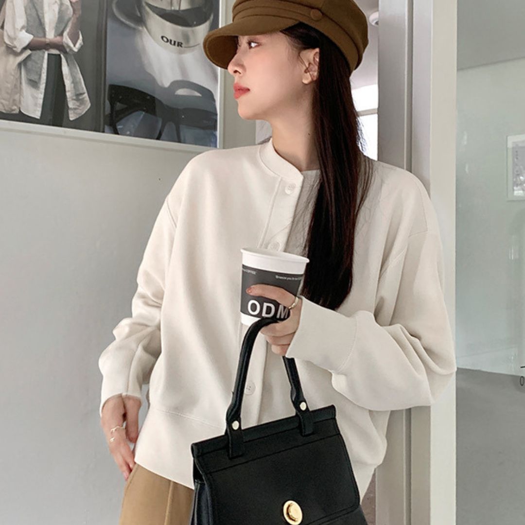 Japanese-Style Round-Neck Button Jacket