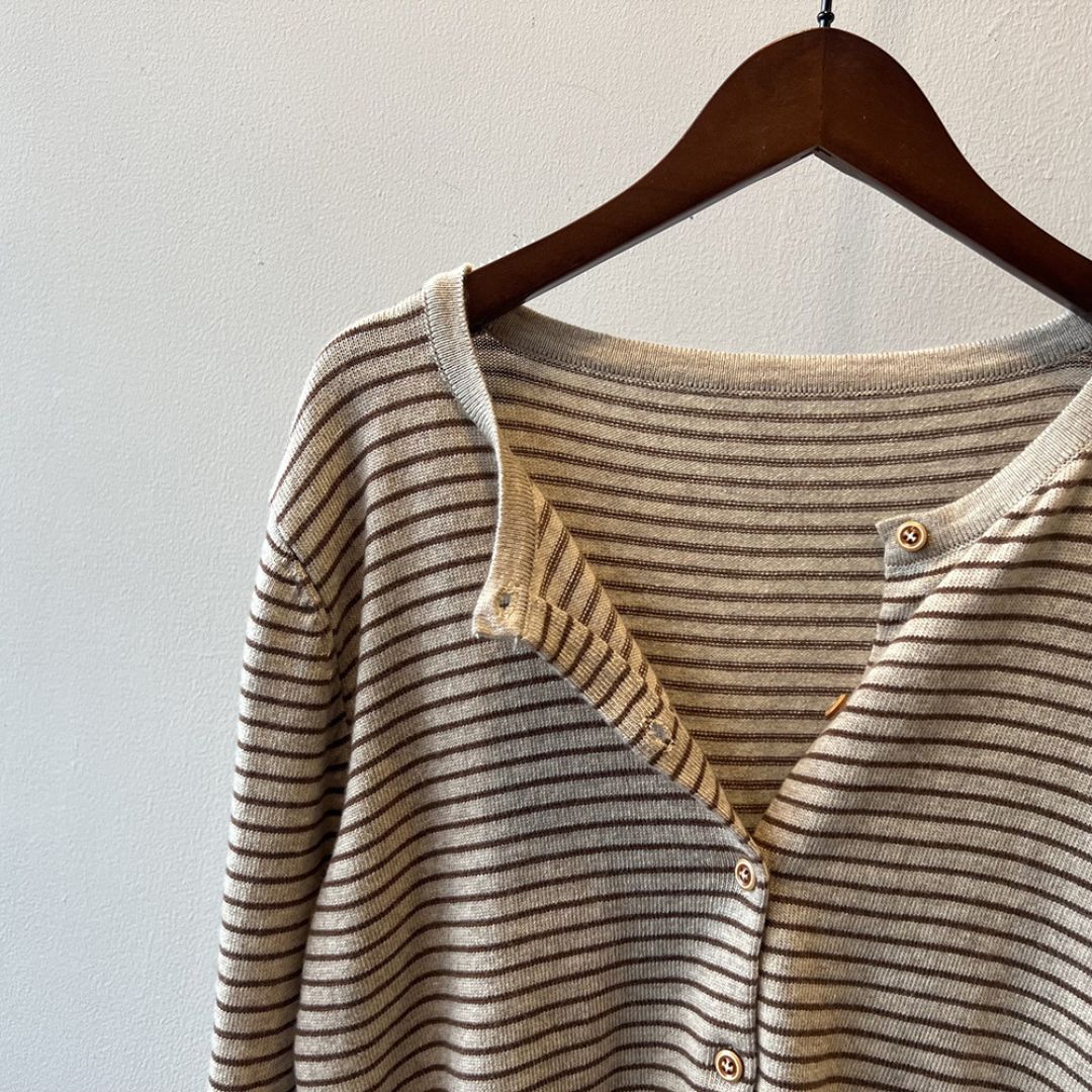 Women's Color-Block Striped Knit Round-Neck Jacket