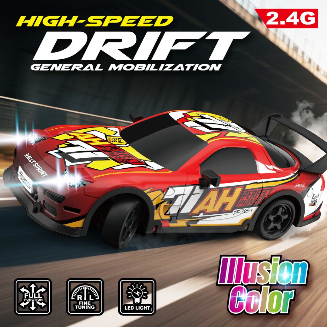 1:18 Scale 4WD High-Speed RC Drift Car with LED Lights