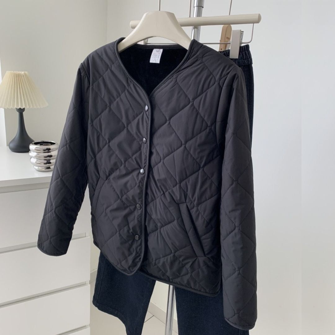 Reversible Diamond-Pattern Padded Jacket