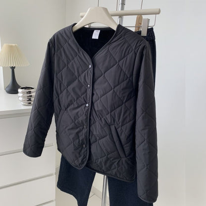 Reversible Diamond-Pattern Padded Jacket