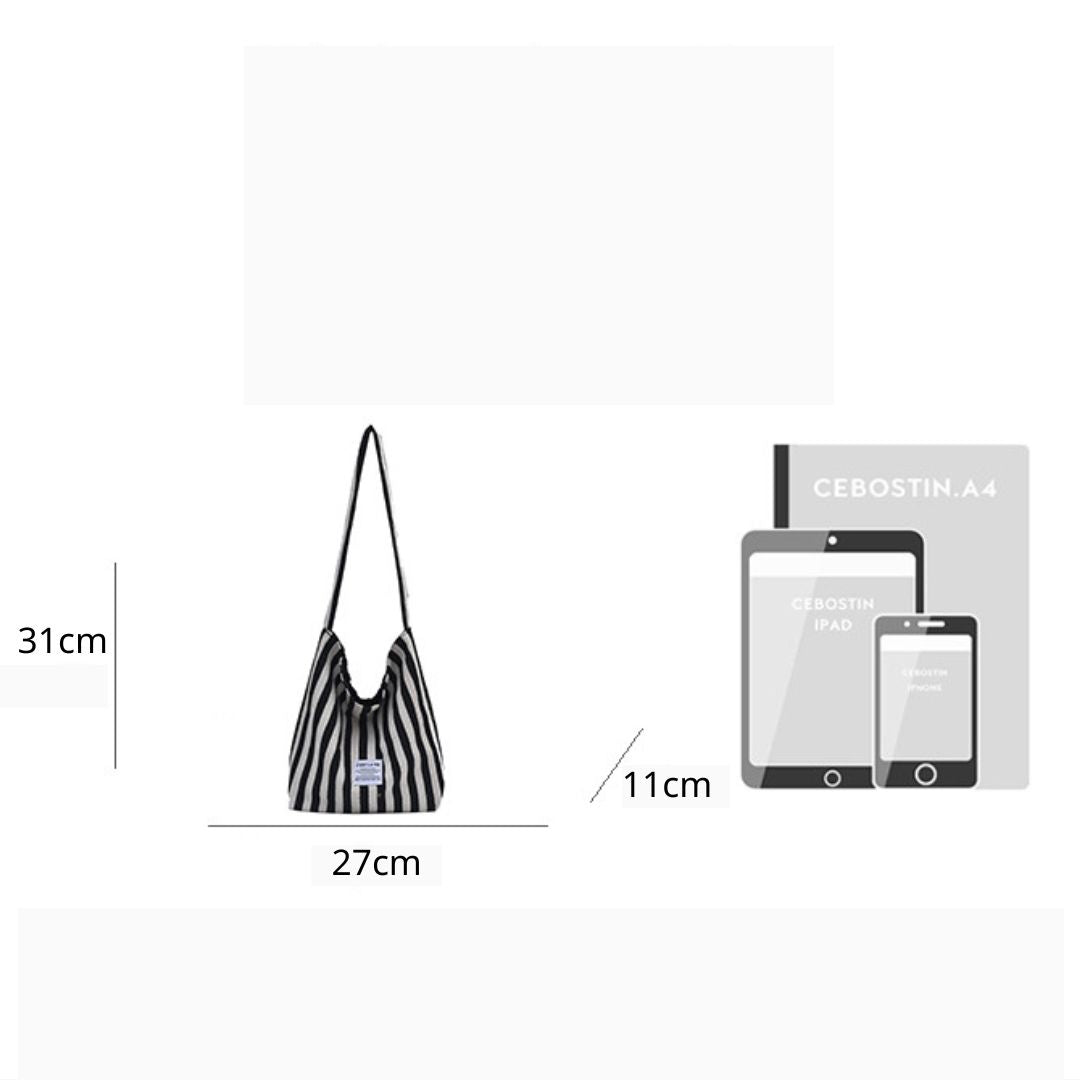 Large Capacity Striped Reversible Canvas Bag