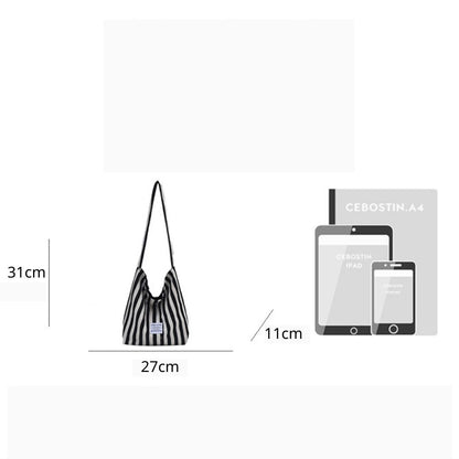 Large Capacity Striped Reversible Canvas Bag
