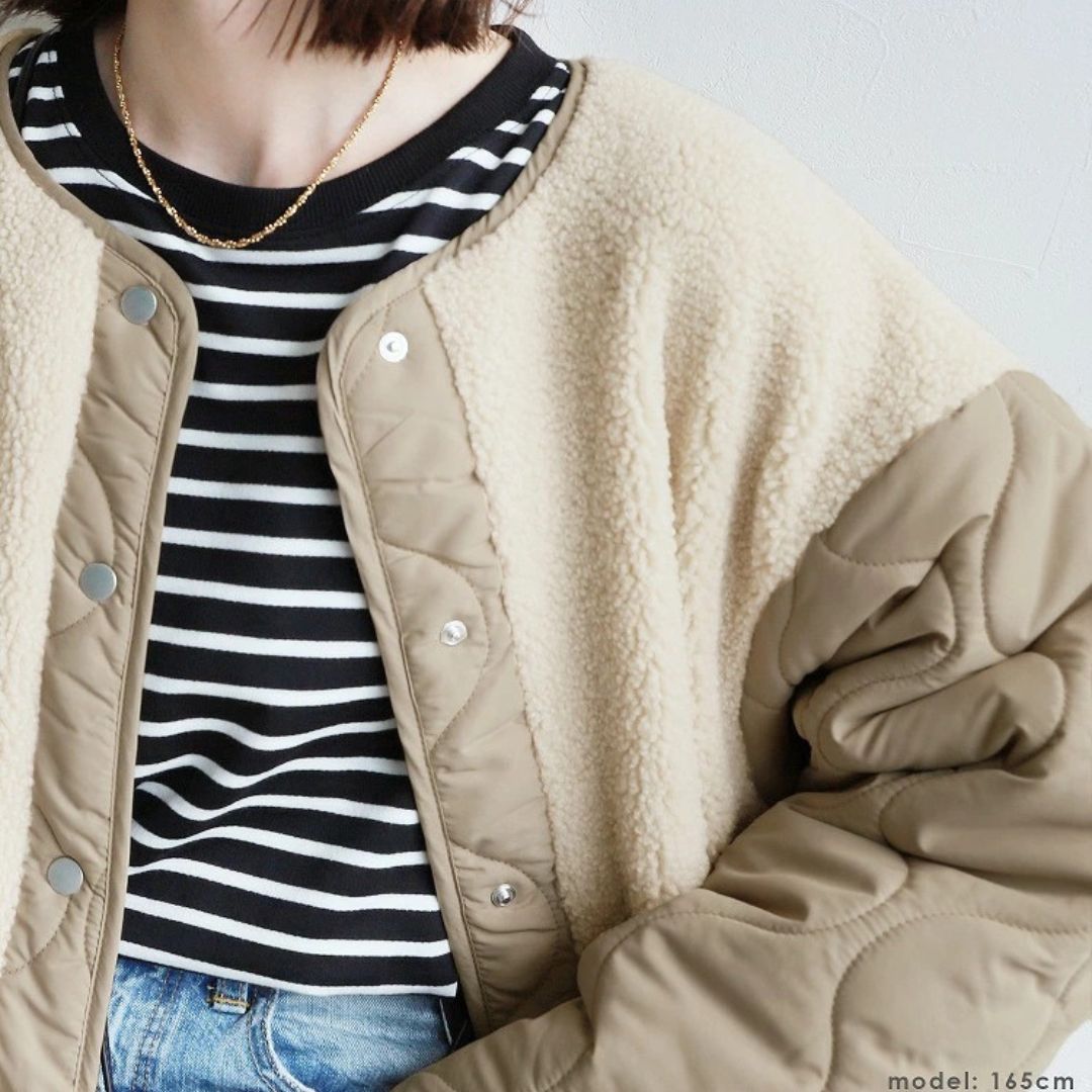 Japanese-Style Cotton Blend Mid-Length Jacket with Paneling